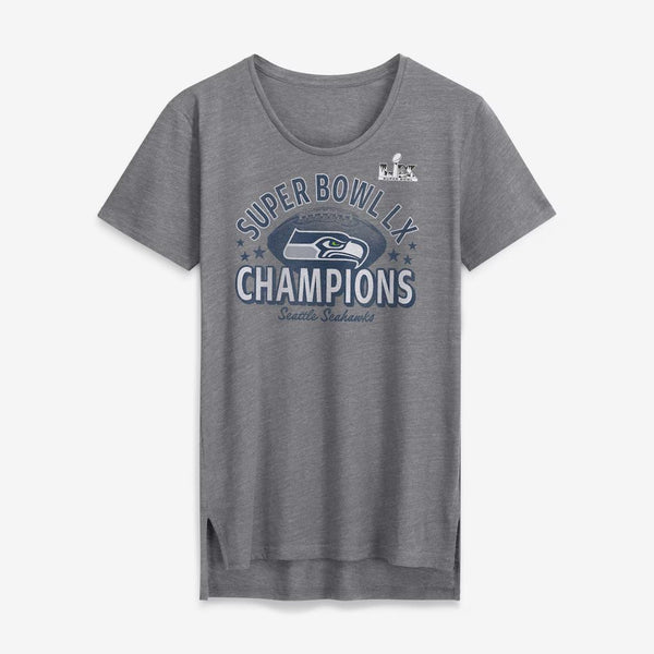 Seattle Seahawks Written Script Super Bowl Champions Heather Gray Women's T-Shirt