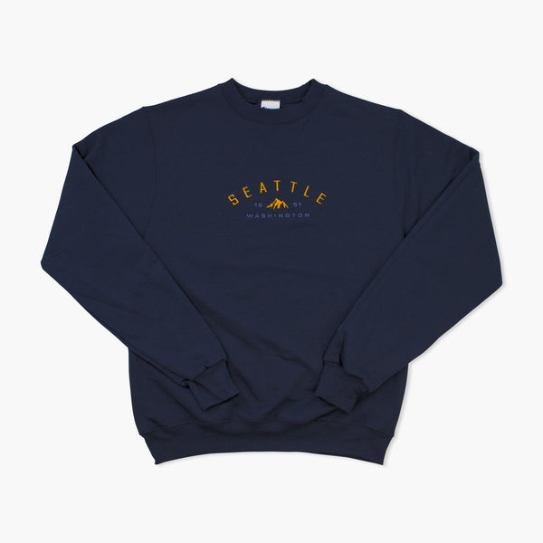 Seattle Navy Embroidered Powerblend Crewneck