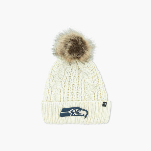 Seattle Seahawks Women's White Meeko Cuff Pom Beanie