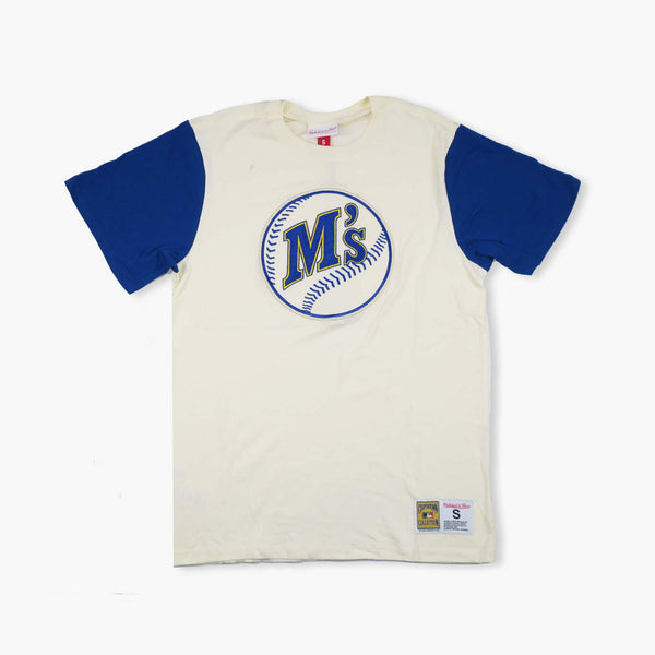 Seattle Mariners Baseball Logo Cream Color Blocked T-Shirt