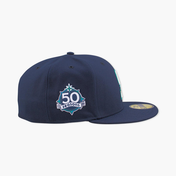 Seattle Mariners 50th Anniversary Side Patch Navy Fitted Hat