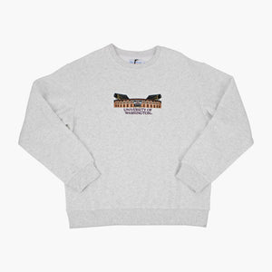 Washington Huskies Husky Stadium Ash Grey Embroidered Crewneck