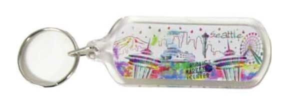 Rainbow Color Splatter Lucite Keychain