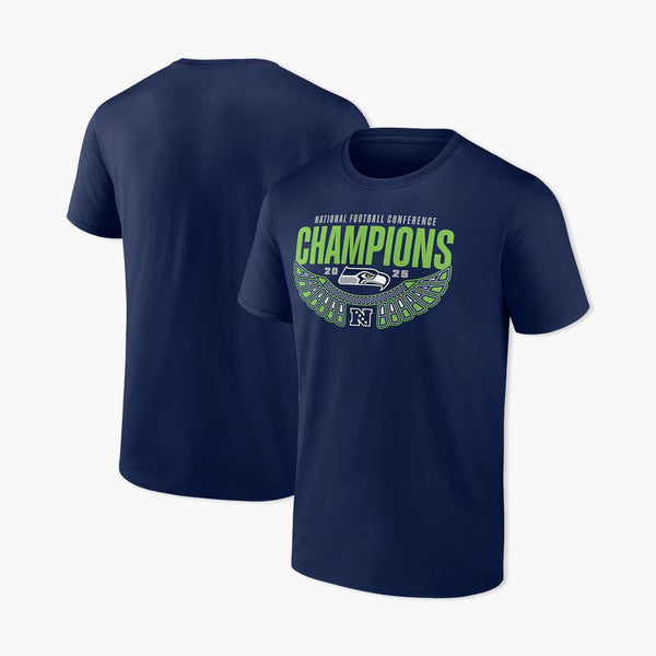 Seattle Seahawks Fanatics 2025 NFC Champions Hometown T-Shirt - College Navy