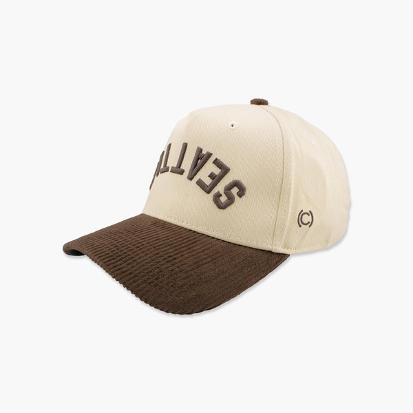 Seattle Cream/Brown Upside down Embroidered Snapback