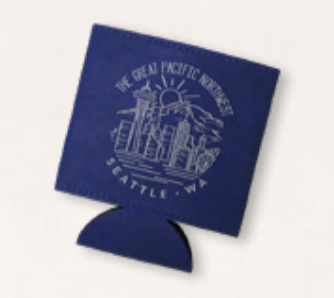 Seattle Round Line Art Blue Coozie