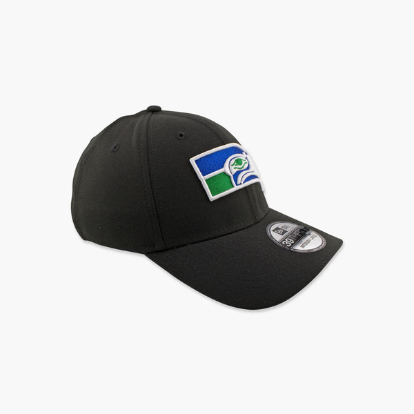 Seattle Seahawks Throwback Logo Black Stretch Fit Hat