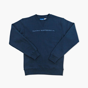 Pacific Northwest Embroidered Navy Big Cotton Crewneck