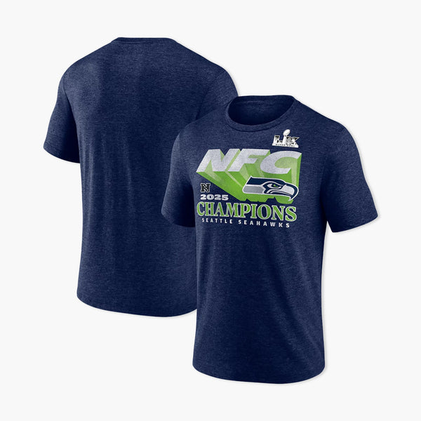 Seattle Seahawks Fanatics 2025 NFC Champions Quick Pass Tri-Blend T-Shirt - College Navy - Youth
