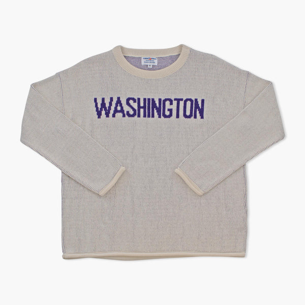 Washington Women's Town Pride Natural/Purple Boxy Sweater