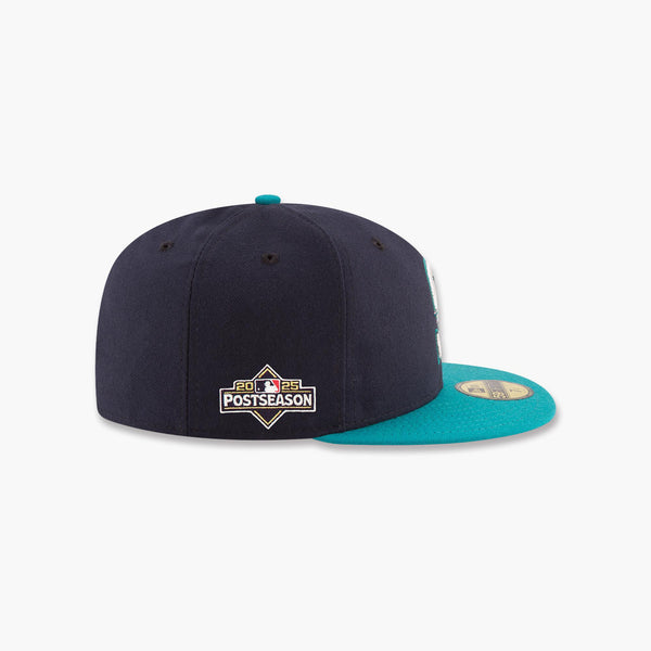 Seattle Mariners Navy/Teal Two-Tone 2025 Postseason Side Patch Fitted Hat