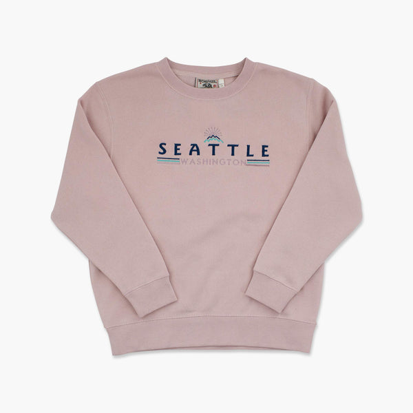 Blue Edge Pink Seattle Youth Embroidered Crewneck