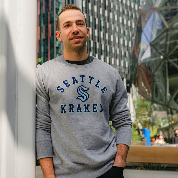 Seattle Kraken Slate Grey Varsity Arch Crewneck