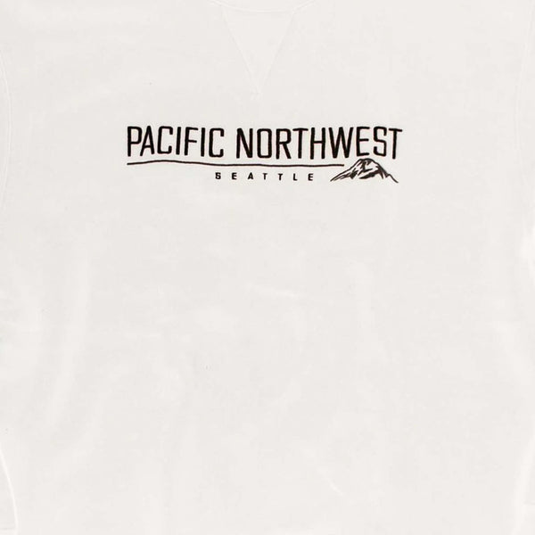 Pacific Northwest Embroidered White Big Cotton Crewneck