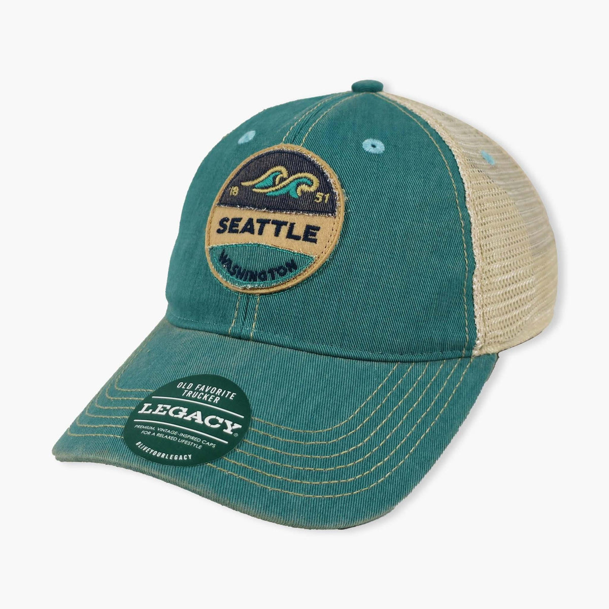Seattle Old Favorite Aqua Blue Trucker Hat – Simply Seattle