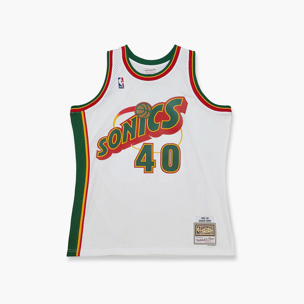 Men's Mitchell & Ness Shawn Kemp White Seattle SuperSonics Hardwood Classics Swingman Jersey