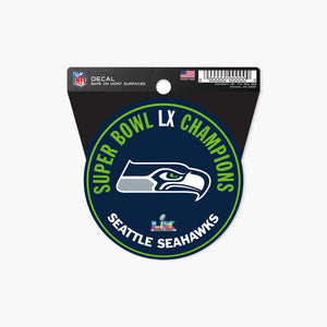 Seattle Seahawks Super Bowl LX Champions 4" x 4" Circular Logo Decal