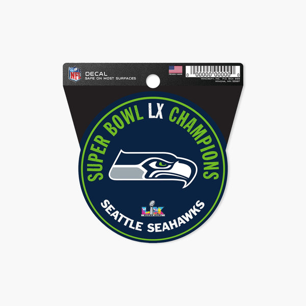 Seattle Seahawks Super Bowl LX Champions 4" x 4" Circular Logo Decal
