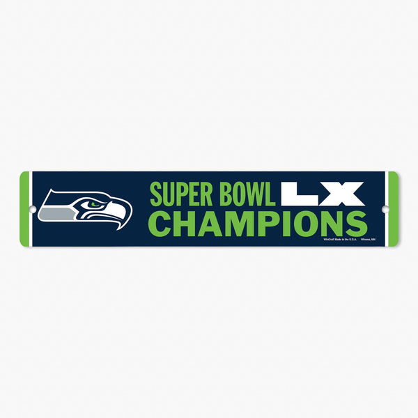Seattle Seahawks Super Bowl LX Champions 3.75" x 19" Plastic Sign