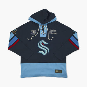Seattle Kraken Old Time Hockey Navy Lacer Hoodie