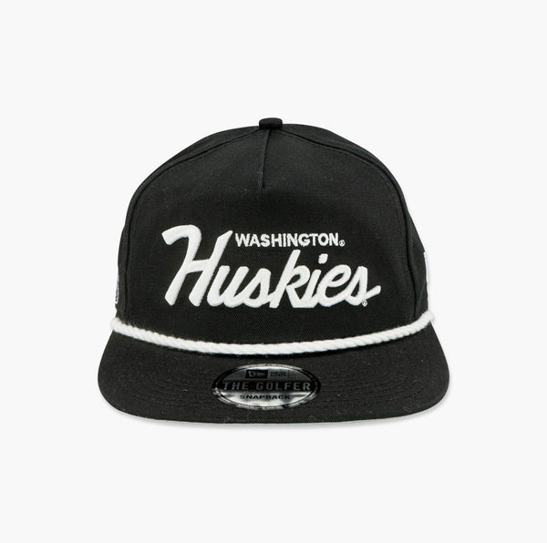 Washington Huskies Black Script Helmet Patch "Golfer" Snapback