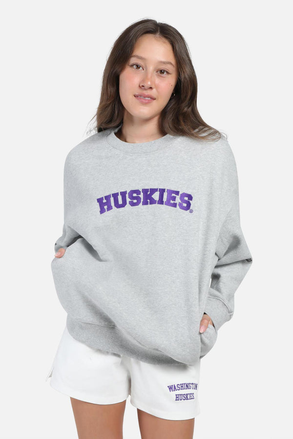 Washington Huskies Heather Grey Offside Crewneck
