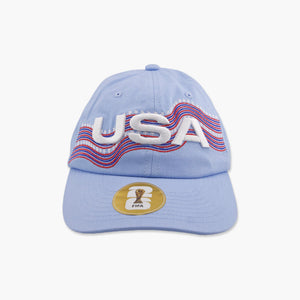 USA Wave Script Sky Blue Adjustable Hat