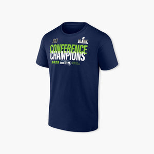 Seattle Seahawks Fanatics 2025 NFC Champions Right Side Draw T-Shirt - College Navy