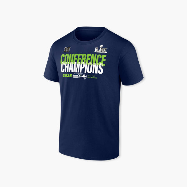Seattle Seahawks Official 2025 NFC Conference Champions Navy T-Shirt