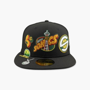 Seattle SuperSonics Black Logo History Fitted Hat