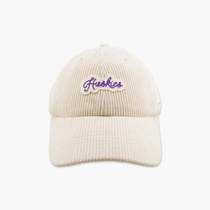 Washington Huskies Natural Corduroy Script Clean Up Adjustable Hat