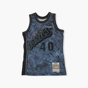 Seattle SuperSonics Shawn Kemp Black Tie Dye Swingman Jersey