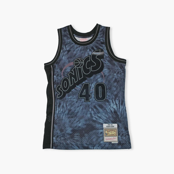 Seattle SuperSonics Shawn Kemp Black Tie Dye Swingman Jersey