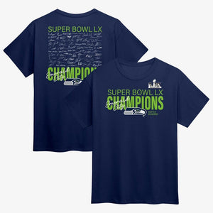 Seattle Seahawks Autograph Signing Super Bowl Champions Navy T-Shirt - Youth