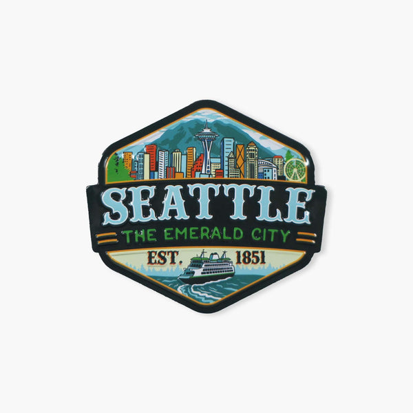 Seattle Badge Stamped Metal Magnet