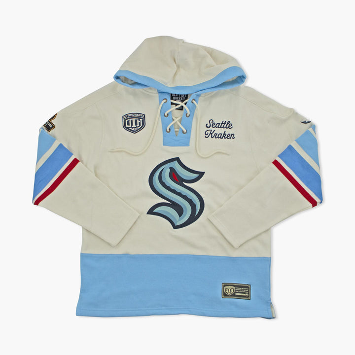 Seattle Kraken Old Time Hockey Cream Lacer Hoodie