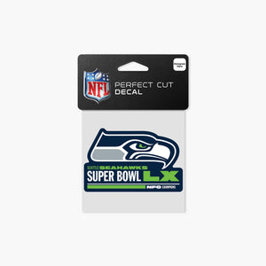 Seattle Seahawks Super Bowl LX NFC Champs 4" x 4" Perfect Cut Decal