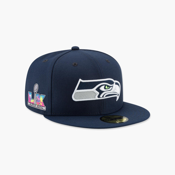Seattle Seahawks Super Bowl LX Side Patch Navy Fitted Hat