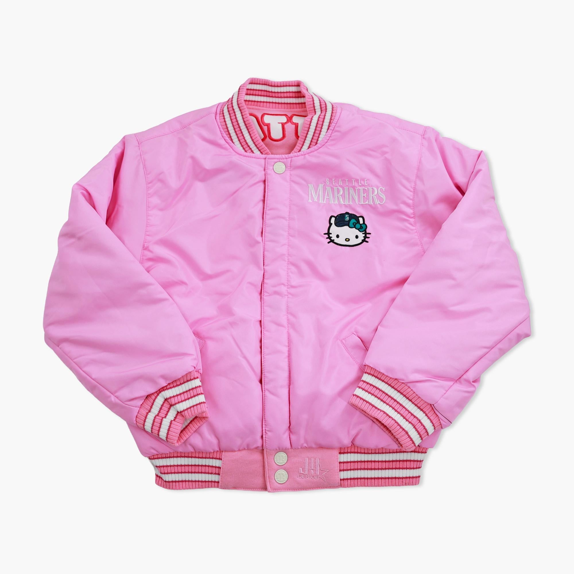 Seattle Mariners Youth Hello Kitty Pink Varsity Jacket