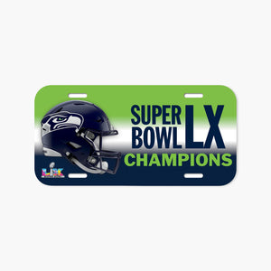 Seattle Seahawks Super Bowl LX Champions 6" x 12" Plastic License Plate Sign