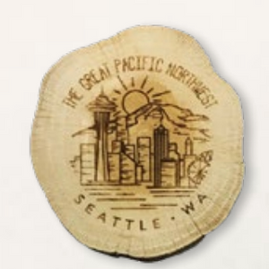 Seattle Line Art Wooden Magnet