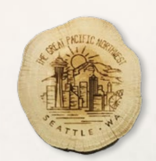 Seattle Line Art Wooden Magnet