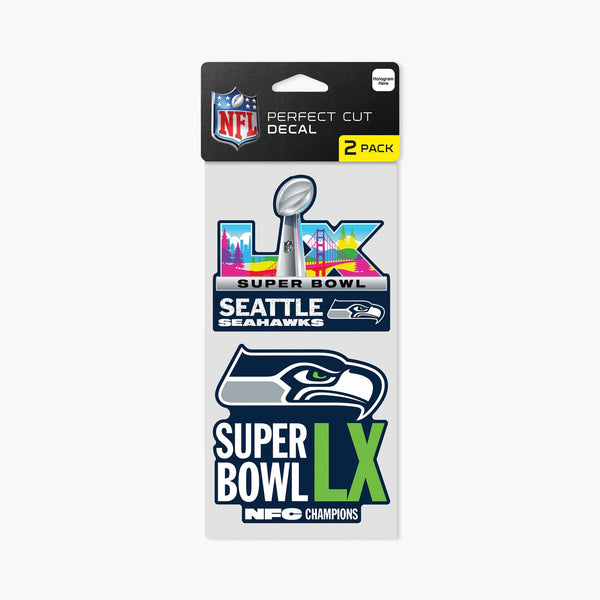 Seattle Seahawks Super Bowl LX NFC Champs 4" x 8" Decal 2-Pack
