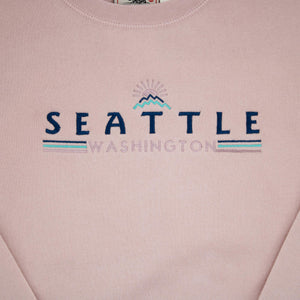 Blue Edge Pink Seattle Youth Embroidered Crewneck