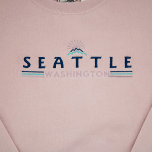 Blue Edge Pink Seattle Youth Embroidered Crewneck