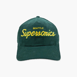 Seattle SuperSonics Forest Green Corduroy Script Adjustable Hat
