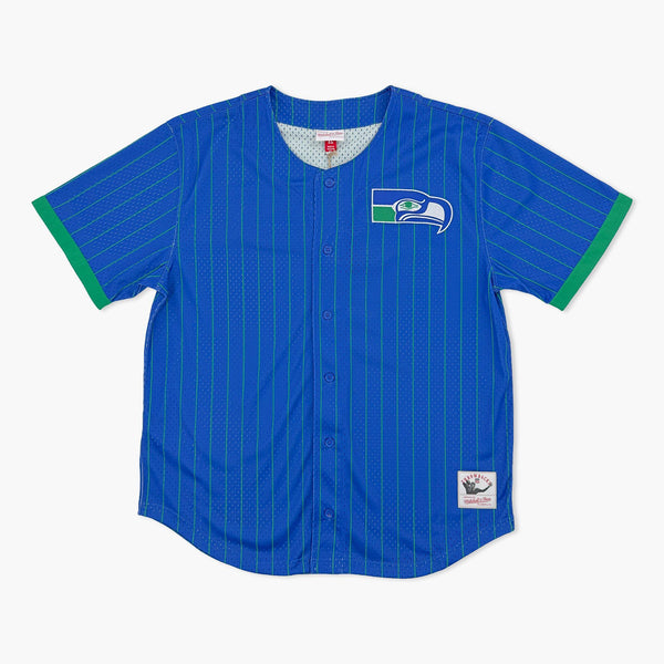 Seattle Seahawks Throwback Royal Striped Baseball Jersey