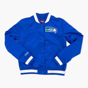 Seattle Seahawks Royal Throwback Women's Lightweight Satin Jacket