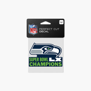 Seattle Seahawks Super Bowl LX Champions 4" x 4" Perfect Cut Decal