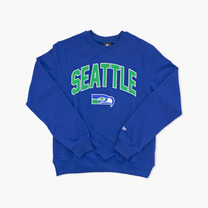 Seattle Seahawks Royal Blue Throwback Logo Crewneck